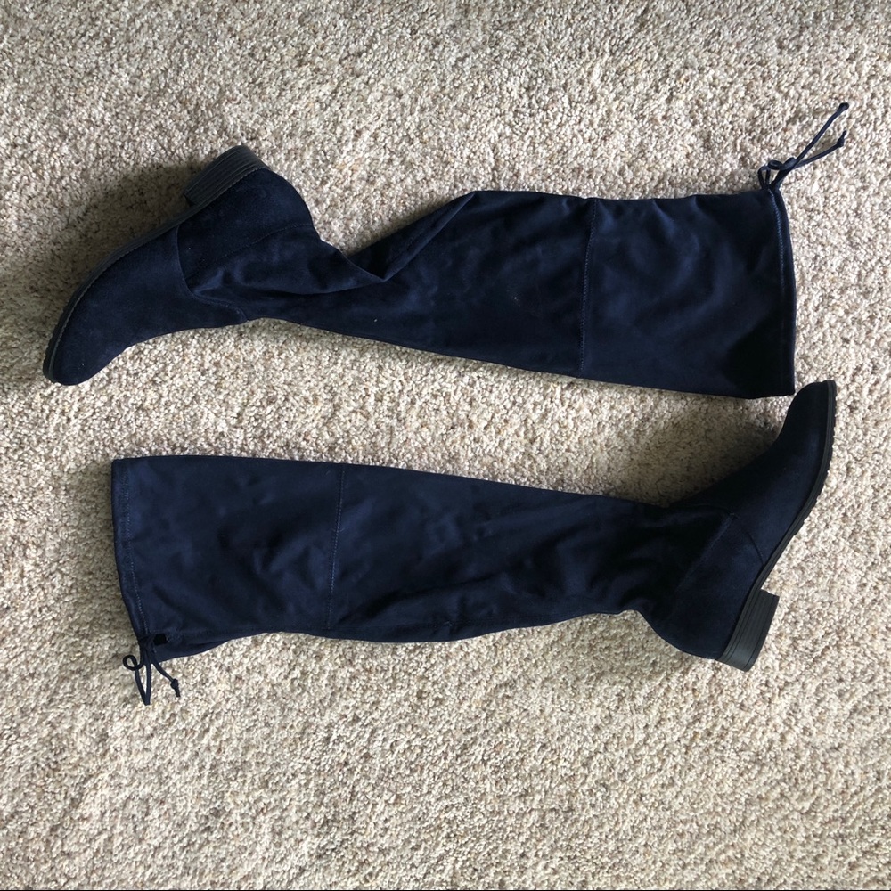 Over the Knee Suede Boots Blue 7.5 Unisa